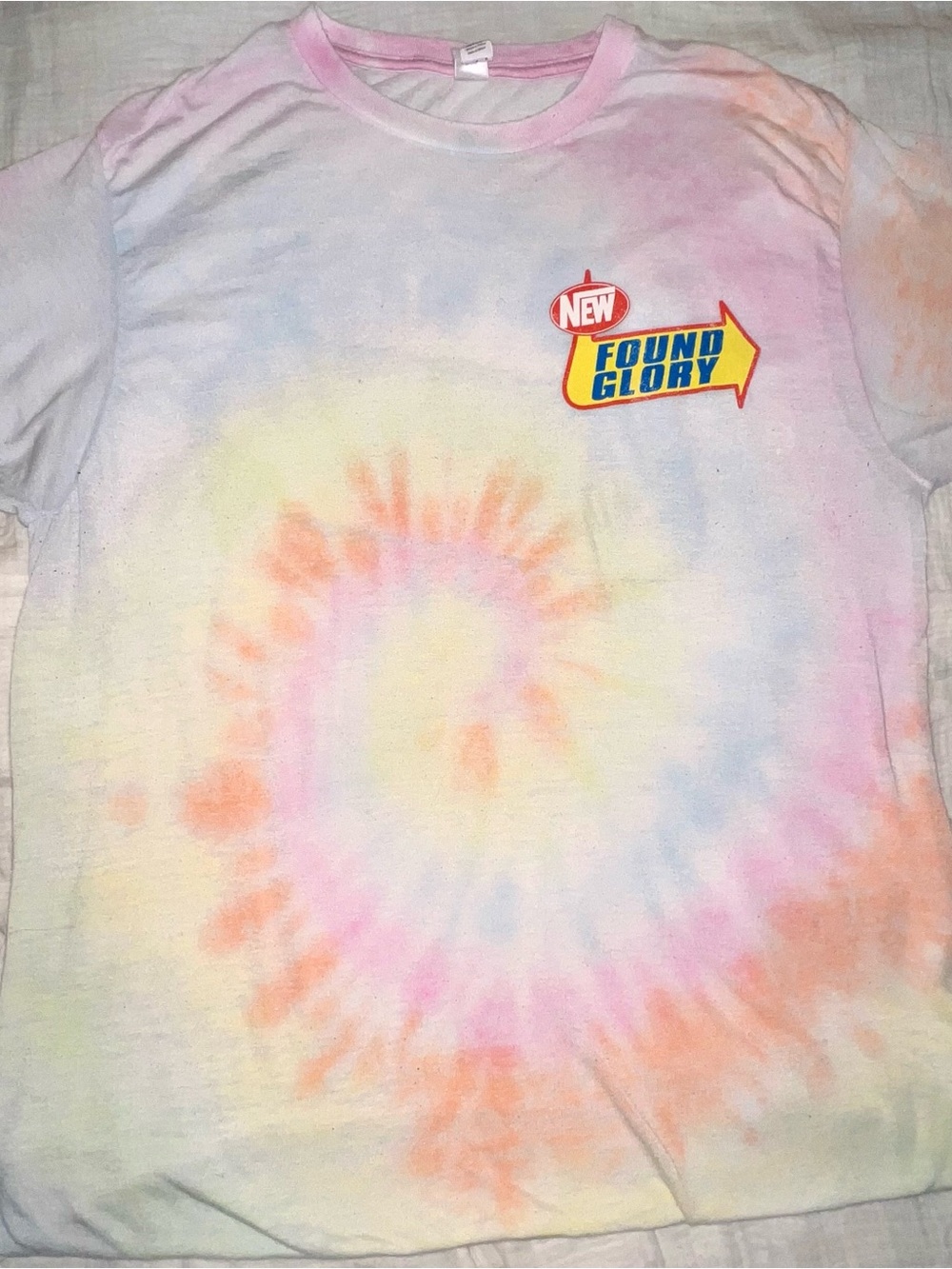 New Found Glory Unisex Tie-Dye Short Sleeve Tee in Pastel Rainbow
